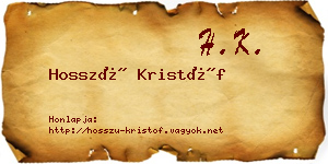 Hosszú Kristóf névjegykártya